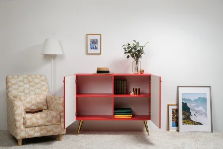 Комод Кармин 16.230.03 красный/белый шагрень