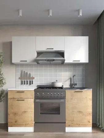 Кухня Дуся 1.6 белый/дуб бунратти