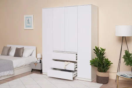 Шкаф Челси 1600 белый/белый глянец