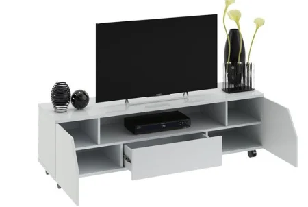 Тумба ТВ Diamond тип 4 белый/белый глянец