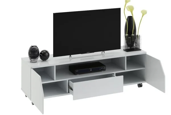 Тумба ТВ Diamond тип 4 белый/белый глянец
