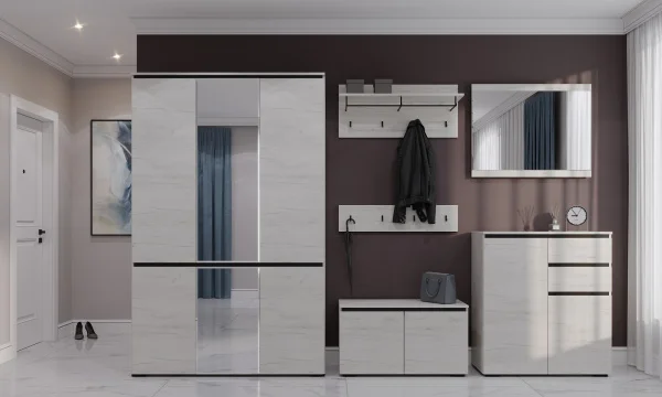 Шкаф Гретта 4С2ЗР дуб крафт белый/антрацит