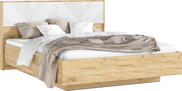 Кровать парящая Ирис 1,6 браш вайт/дуб крафт