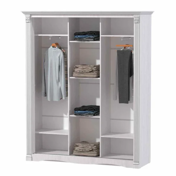 Шкаф купе 3-х дверный для одежды и белья Ольга-1Н белый экспо/анкор светлый