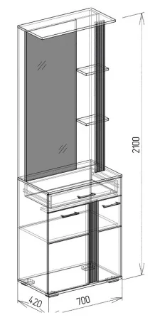 Зеркало Бостон №3 дуб серый/графит софт