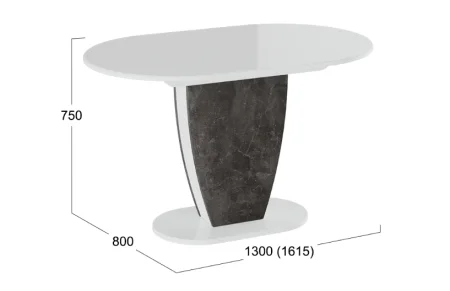 Стол обеденный Монреаль тип 1 белый глянец/моод темный
