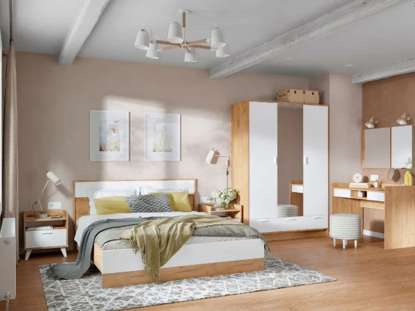 Кровать Ирис КР-03 1,6 дуб крафт золотой/белый