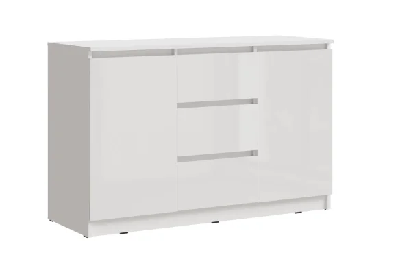 Комод Челси 1200 (2 двери 3 ящика) белый/белый глянец