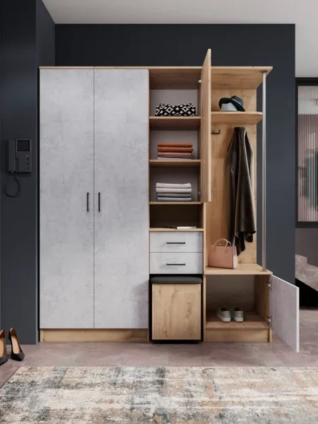Прихожая Дуся 1.7 дуб бунратти/цемент