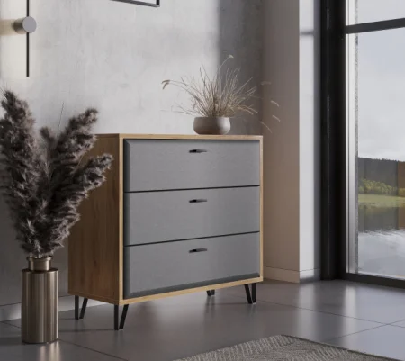 Комод с 3 ящиками Грейс KOM3S дуб наварра/графит