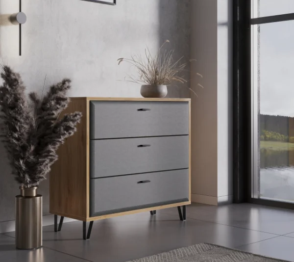 Комод с 3 ящиками Грейс KOM3S дуб наварра/графит