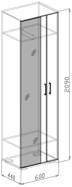 Шкаф Лидер №2 с зеркалом венге/рельеф пастель