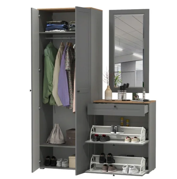 Модульная прихожая Остин серый графит/дуб крафт золотой