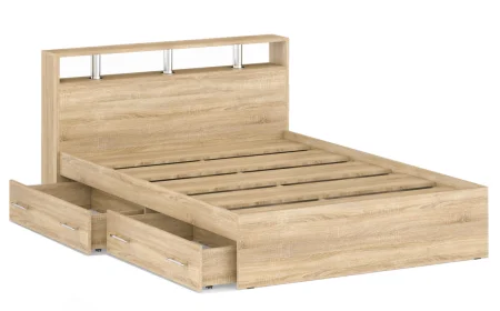 Кровать Камелия с ящиками дуб сонома