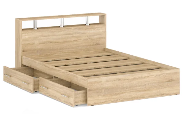 Кровать Камелия с ящиками дуб сонома