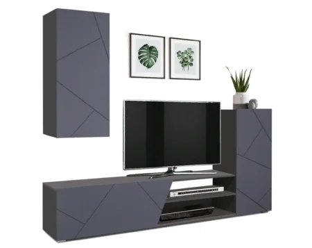 Стенка Прага-6 диамант серый/софт графит