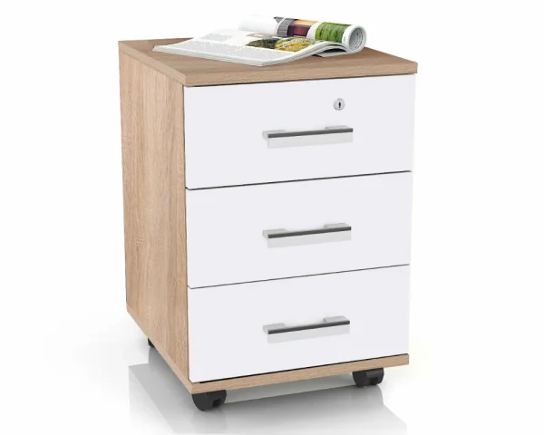 Тумба на колесиках МД 3.02 дуб сонома/белый