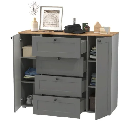 Комод Остин 16.221 серый графит/дуб крафт золотой