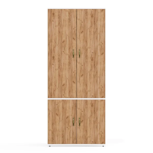 Шкаф Лидер-8 МД 19Б белый шагрень/крафт золото