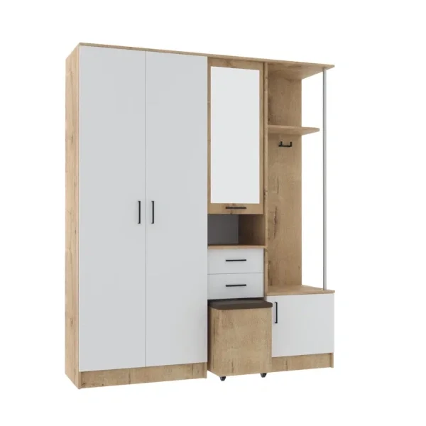 Прихожая Дуся 1.7 дуб бунратти/белый бриллиант