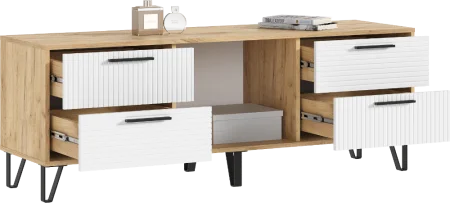 Тумба ТВ Флэш 1500 браш вайт/дуб крафт