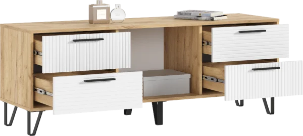 Тумба ТВ Флэш 1500 браш вайт/дуб крафт