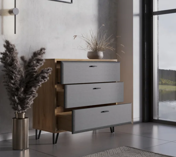 Комод с 3 ящиками Грейс KOM3S дуб наварра/графит