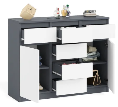 Комод с ящиками и дверками МК 1200.4 графит/белый