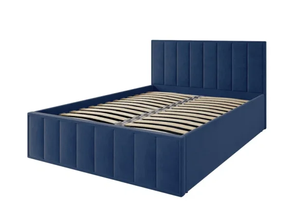 Кровать Лана 140х200 с подъемным механизмом, велюр синий софт