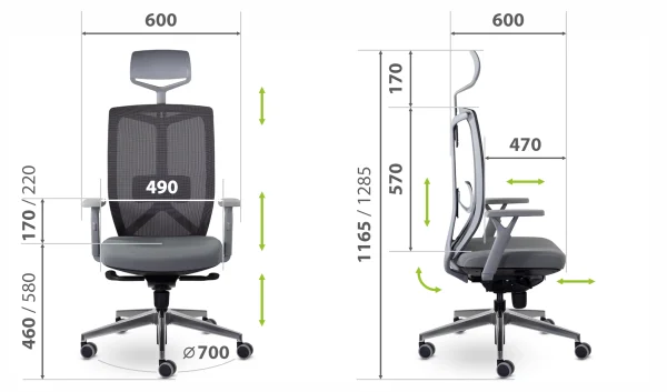 Кресло Профи М-900 с подголовником серый