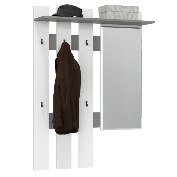 Вешалка с зеркалом Лира 2-3814 графит/белый Вешалка с зеркалом Лира 2-3814 графит/белый