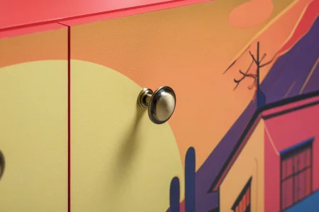 Комод Кармин 16.230.03 красный/белый шагрень