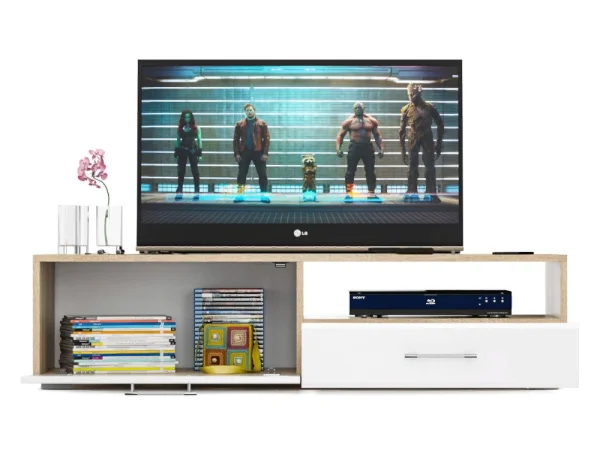 Тумба под ТВ Ларго 1.4 дуб сонома/белый глянец