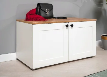 Тумба Остин 13.257 белый шагрень/дуб крафт золотой