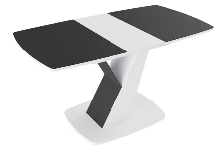 Стол обеденный Гарда тип 1 белый/стекло матовое черный графит