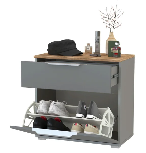 Тумба для обуви Октава 16.127 серый графит/дуб крафт золотой