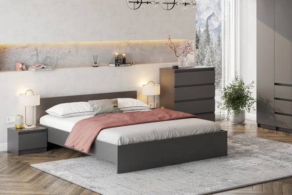 Кровать Денвер 1.6 графит серый