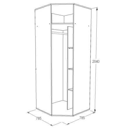 Шкаф угловой Омега-18 анкор темный/анкор светлый