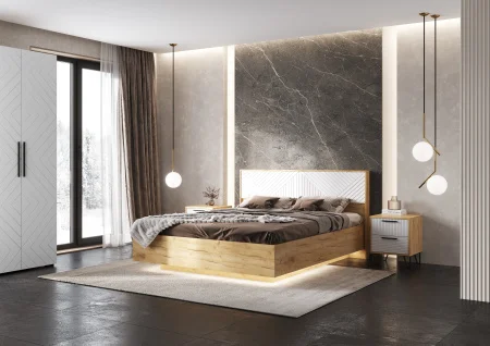 Кровать парящая Флэш 1,6 браш вайт/дуб крафт