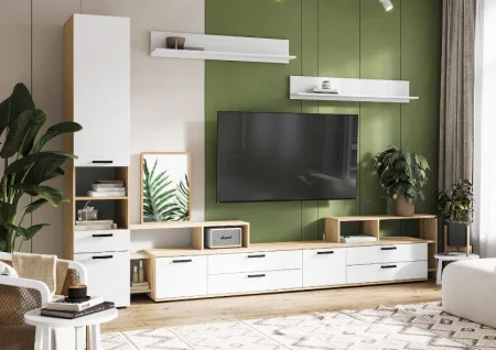 Тумба под ТВ Санса ТВ-01 дуб сонома/белый