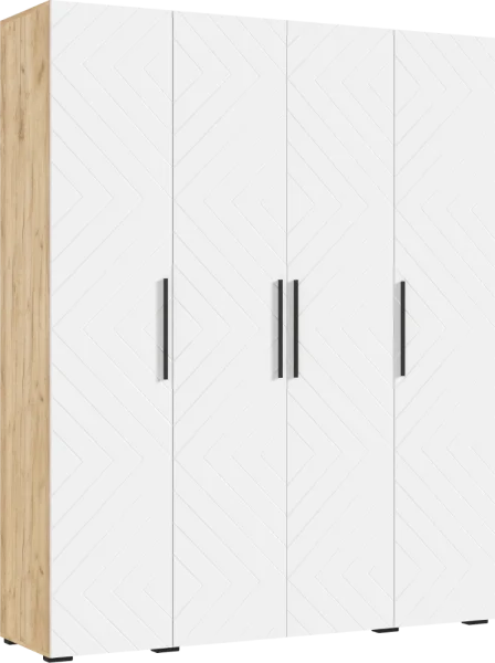 Шкаф 4-х створчатый Флэш 1800 браш вайт/дуб крафт