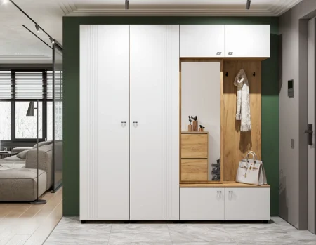 Вешалка Милан дуб золотой/белый матовый (исполнение 2)