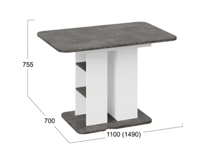 Стол обеденный Мюнхен тип 2 белый ясень/ателье темный