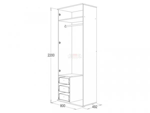 Шкаф 2-х дверный Ольга-14 дуб сонома