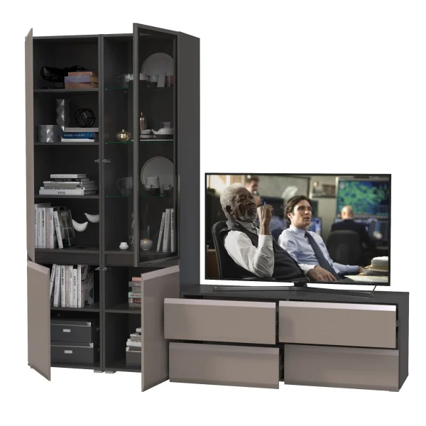 Модульная гостиная Сидней антрацит/веллюто капучино