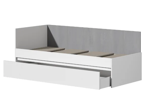 Кровать Юпитер 0,8 белый текстурный/дуб крафт золотой/бетонный камень