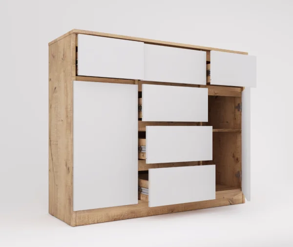 Комод Охта Лайт 1200.4 дуб вотан/белый