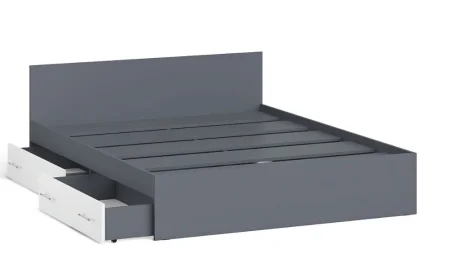 Кровать с ящиками Мори графит/белый