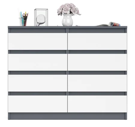 Комод восемь выдвижных ящиков МК 1200.8 графит/белый