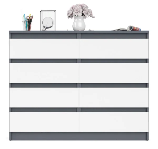 Комод восемь выдвижных ящиков МК 1200.8 графит/белый